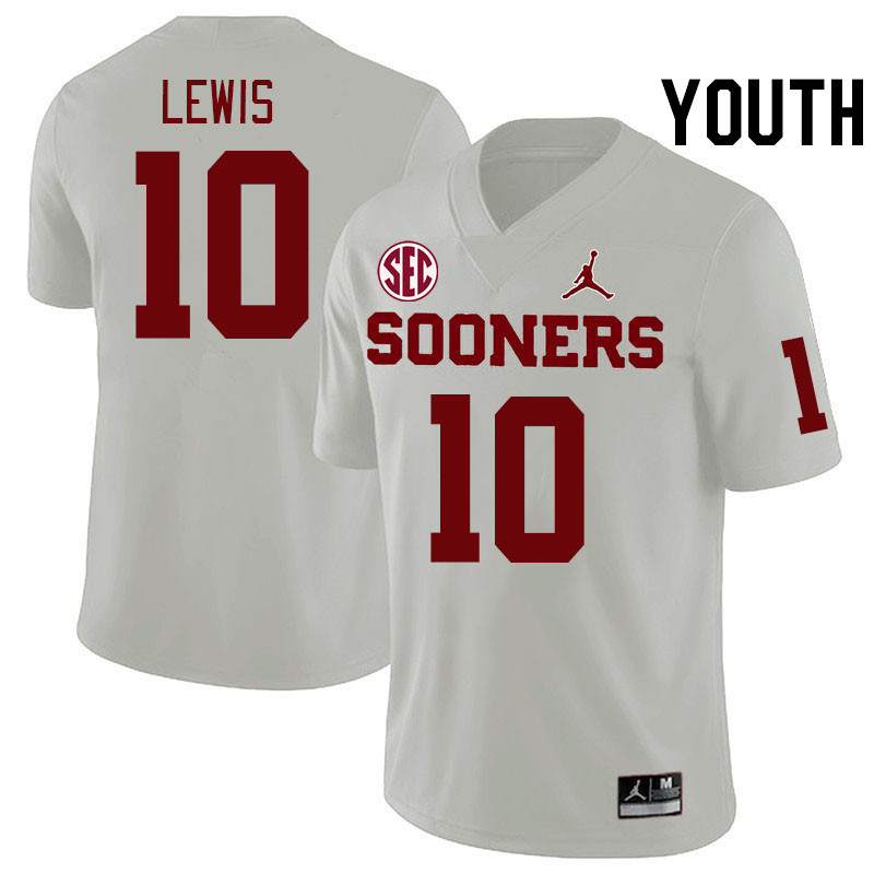 Youth #10 Kip Lewis Oklahoma Sooners 2024 SEC Conference College Football Jerseys-White